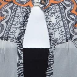 Matthew Williamson Off White Dragonfly Printed Silk Chiffon Sheer Blouse M