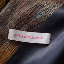 Matthew Williamson Multicolor Printed Jacquard Plunge Neck Cocktail Dress M 