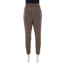 Matthew Williamson Mocha Brown Crepe Cuffed Trousers S