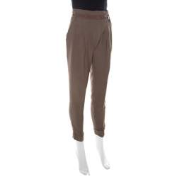 Matthew Williamson Mocha Brown Crepe Cuffed Trousers S