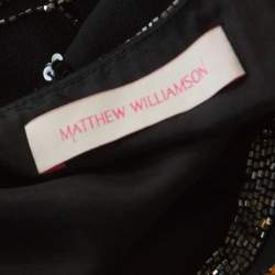 Matthew Williamson Black Silk Sequin Embellished Long Sleeve Top S