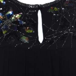 Matthew Williamson Black Silk Sequin Embellished Long Sleeve Top S