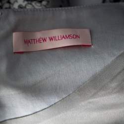 Matthew Williamson Grey Floral Print Cotton Blend Sleeveless Dress M