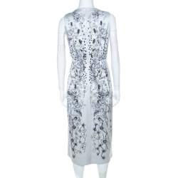 Matthew Williamson Grey Floral Print Cotton Blend Sleeveless Dress M