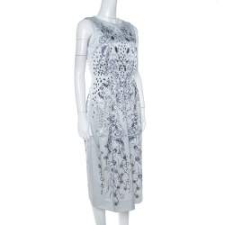 Matthew Williamson Grey Floral Print Cotton Blend Sleeveless Dress M