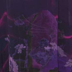 Matthew Williamson Purple Printed Silk Long Folded Hemline Kaftan Dress M