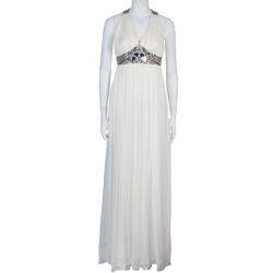 Matthew Williamson Cream Embellished Gown S