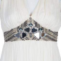 Matthew Williamson Cream Embellished Gown S