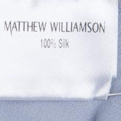 Matthew Williamson Grey Silk Draped Asymmetric Embellished Gown M