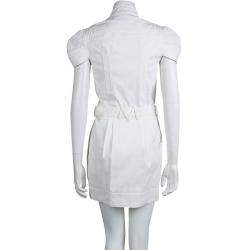 Mathew Williamson White Denim Overlap Zipper Belted Dress M