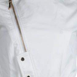 Mathew Williamson White Denim Overlap Zipper Belted Dress M