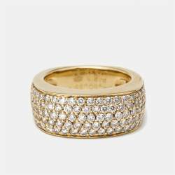 Mauboussin Pave Diamond 18k Yellow Gold Ring Size 54