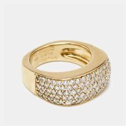 Mauboussin Pave Diamond 18k Yellow Gold Ring Size 54