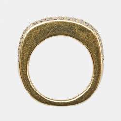 Mauboussin Pave Diamond 18k Yellow Gold Ring Size 54