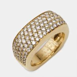 Mauboussin Pave Diamond 18k Yellow Gold Ring Size 54
