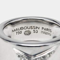 Pre Owned خاتم موبوسين دايفن ستار ألماس ذهب أصفر مطلي بالروديوم عيار 18 مقاس 53