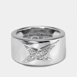 Pre Owned خاتم موبوسين دايفن ستار ألماس ذهب أصفر مطلي بالروديوم عيار 18 مقاس 53