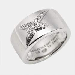 Pre Owned خاتم موبوسين دايفن ستار ألماس ذهب أصفر مطلي بالروديوم عيار 18 مقاس 53