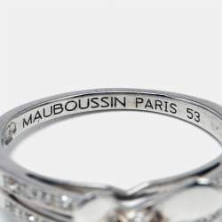 Pre Owned Mauboussin Moi Aimer Toi Diamonds 18k White Gold Ring Size 53