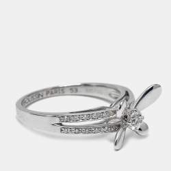 Pre Owned Mauboussin Moi Aimer Toi Diamonds 18k White Gold Ring Size 53