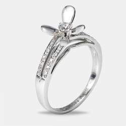 Pre Owned Mauboussin Moi Aimer Toi Diamonds 18k White Gold Ring Size 53