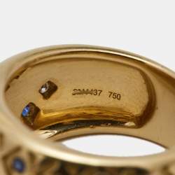 Mauboussin Salome Diamond Sapphire 18k Yellow Gold Ring Size 52