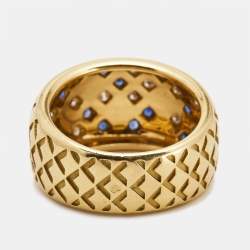 Mauboussin Salome Diamond Sapphire 18k Yellow Gold Ring Size 52