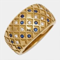Mauboussin Salome Diamond Sapphire 18k Yellow Gold Ring Size 52
