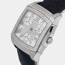 Pre Owned Mauboussin Mother Of Pearl Diamond Stainless Steel Stingray R.907 Women's Wristwatch 31 mm