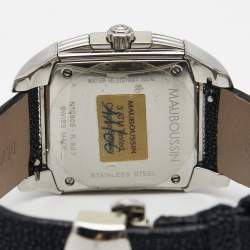 Pre Owned Mauboussin Mother Of Pearl Diamond Stainless Steel Stingray R.907 Women's Wristwatch 31 mm