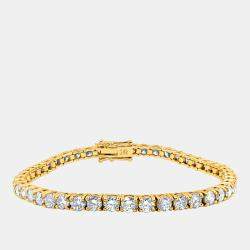 Pre Owned سوار ألماس مزروع 2.5 قيراط قطع لامع ذهب أصفر عيار 14 بطول 7 بوصات