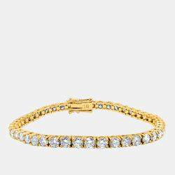 Pre Owned 3.00 cts Brilliant Round Cut Lab Grown Diamond 14K Solid Yellow Gold 7" Tennis Bracelet