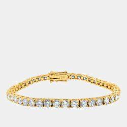 مملوكة مسبقًا 4.00 cts Brilliant Round Lab Grown Diamond 14K Solid Yellow Gold 7" Tennis Bracelet