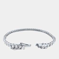 Pre Owned 5.00 cts Brilliant Cut Round Lab Grown Diamond 14K Solid White Gold 7" Tennis Bracelet