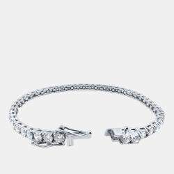 مملوكة مسبقًا سوار ألماس مزروع 6.00 قيراط قطع لامع ذهب أبيض عيار 14 بطول 7 بوصات