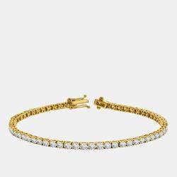 Pre Owned 10.00 cts Brilliant Cut Round Lab Grown Diamond 14K Solid Yellow Gold 7" Tennis Bracelet