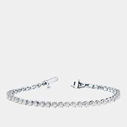 Pre Owned 2.00 cts Lab Grown Classic Diamond 14K Solid White Gold 3 Prong Tennis Bracelet