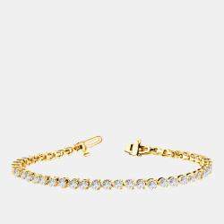 Pre Owned 2.00 cts Lab Grown Classic Diamond 14K Solid Yellow Gold 3 Prong Tennis Bracelet