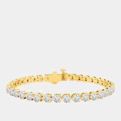 Pre Owned 2.00 cts Lab Grown Classic Diamond 14K Solid Yellow Gold 3 Prong Tennis Bracelet