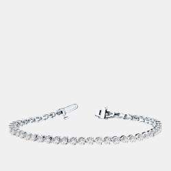 Pre Owned 3.00 cts Brilliant Round Cut Lab Grown Diamond 14K Solid White Gold 3 Prong 7" Tennis Bracelet