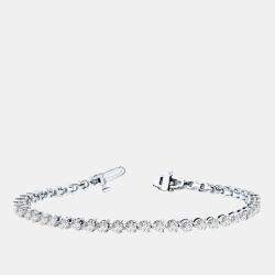 Pre Owned 4cts Lab Grown Diamond 14K White Gold 3-Prong 7" Tennis Bracelet