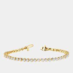 Pre Owned 4cts Lab Grown Diamond 14K Yellow Gold 3-Prong 7" Tennis Bracelet