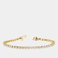Pre Owned 8.00 cts Brilliant Cut Lab Grown Diamond 14K Yellow Gold 3 Prong Tennis Bracelet