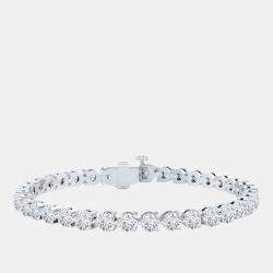 Pre Owned 10.00 cts Brilliant Cut Lab Grown Diamond 14K White Gold 3 Prong Tennis Bracelet