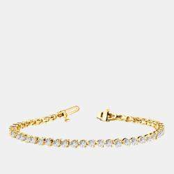 مملوكة مسبقًا 10.00 cts Brilliant Cut Lab Grown Diamond 14K Yellow Gold 3 Prong Tennis Bracelet