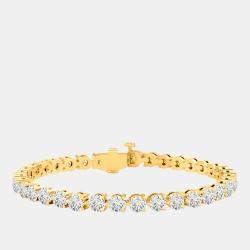 Pre Owned 10.00 cts Brilliant Cut Lab Grown Diamond 14K Yellow Gold 3 Prong Tennis Bracelet