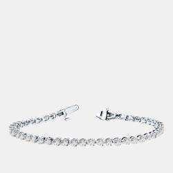 Pre Owned 12.00 cts Brilliant Cut Lab Grown Diamond 14K White Gold 3 Prong Tennis Bracelet