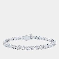 Pre Owned 12.00 cts Brilliant Cut Lab Grown Diamond 14K White Gold 3 Prong Tennis Bracelet