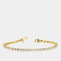 Pre Owned 12.00 cts Brilliant Cut Lab Grown Diamond 14K Yellow Gold 3 Prong Tennis Bracelet