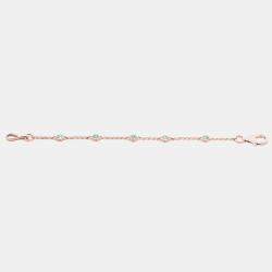 Pre Owned 14K Rose Gold Chain With Bezel-Set Diamond Station Bracelet